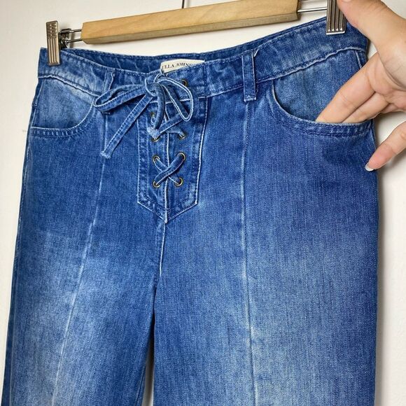 ULLA JOHNSON Alex Lace Up Mid Rise Ankle Length Jeans Medium Wash Sz 2 - Picture 7 of 15